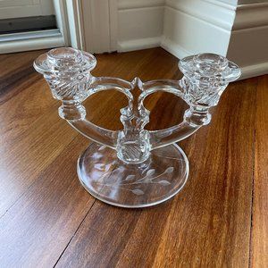 Vintage Indiana Glass / Crystal Double Candle Holder